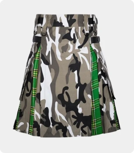 Arban Camo Irish Tartan Scottish Utility Cargo Hybrid Kilt