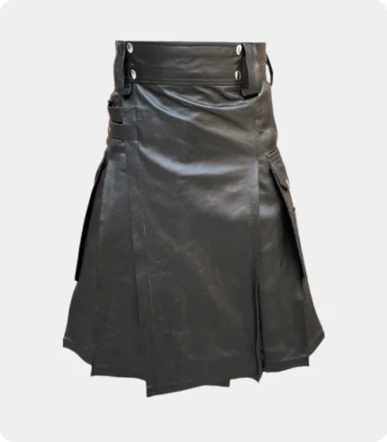 Black Leather Fashion Kilt