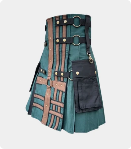 Green Black Double Cross Utility Kilt