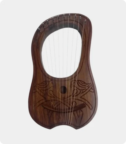 Hand Made Lyre Harp Birds Design Strings Hand Engraved