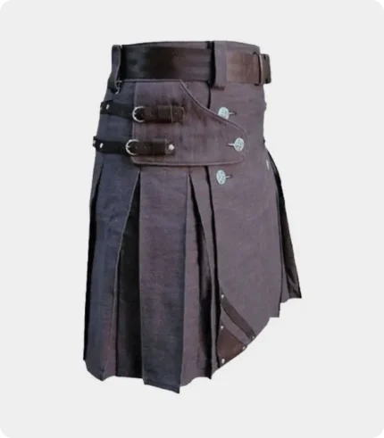 Heavy Duty Denim and Leather Kilt