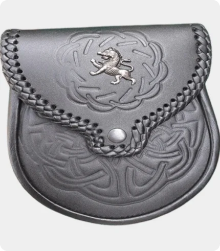 Lion Rampant Black Leather Sporran