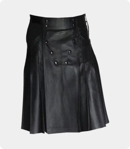 Real Leather Pleated Kilt Clubwear Utility Kilt