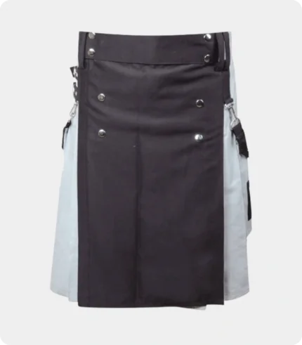 Scottish Black And Gray Cotton Kilt