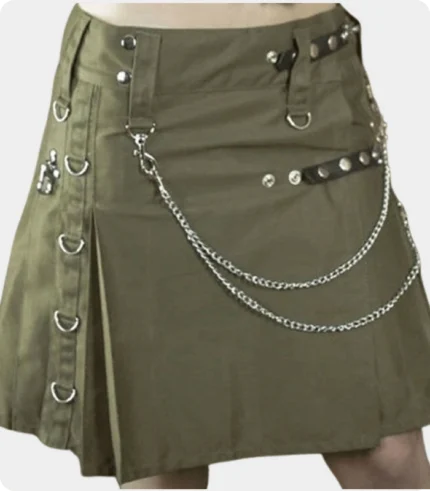 Olive Green Women Utility Kilt