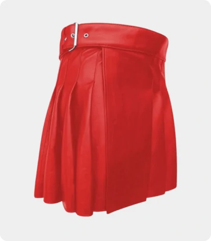 women red leather kilt